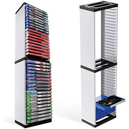 Стійка для зберігання ігрових дисків Esenlong, 36 CD/DVD, біло-чорна, ABS пластик, для PS5, органайзер для відеоігор