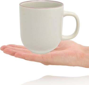 Набір керамічних кавових чашок Com-Four® 6 шт. 350 мл: чайник для гарячих та холодних напоїв, сучасний дизайн, кольорові чашки з ручкою (блакитний/зелений/сірий), 12 шт. (бежевий/рожевий)