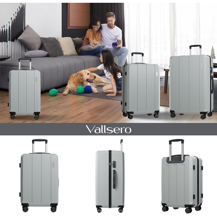 Набір валіз, багажний набір, роликові валізи, дорожній набір валіз 5шт, ABS пластик, TSA замок, містить 1 сумку та 1 косметичку, 4 колеса, телескопічна ручка з алюмінію (рожеве золото) (темно-сірий)