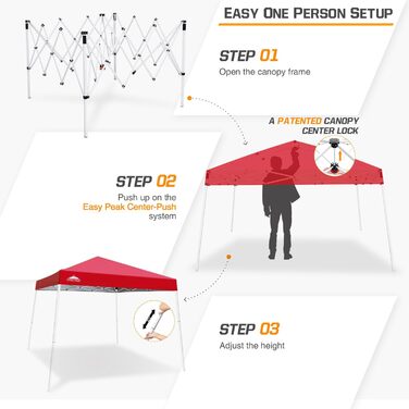 EAGLE PEAK 3 m x 3 m Pop-Up Tent with Sloping Legs (Red)