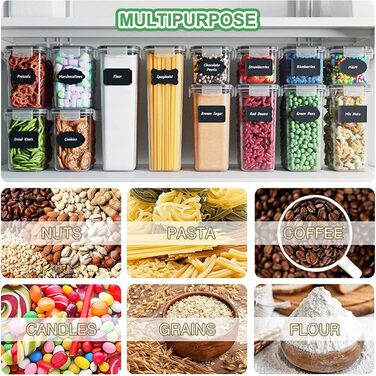 Набір контейнерів для зберігання продуктів, 20 шт. з герметичними кришками, BPA-free, для кухні (крупи, борошно, цукор)
