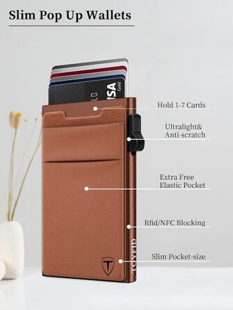 Гаманець-органайзер для карток RFID захистом, Pop-up, з відділенням для монет, коричневий (1 шт.)