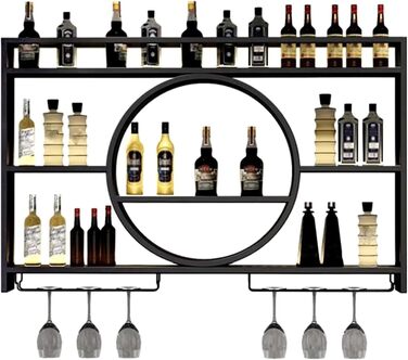 Настінна вітрина для вина Regal Metall: полиця для пляшок, барний органайзер, 100x15x80 / 140x15x80, чорний