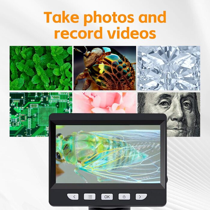 USB мікроскоп Misilmp з LCD екраном 4.3 дюйма, 1000x збільшення, 1080P, з LED підсвічуванням, для дітей та дорослих, сумісний з MacOS та Windows