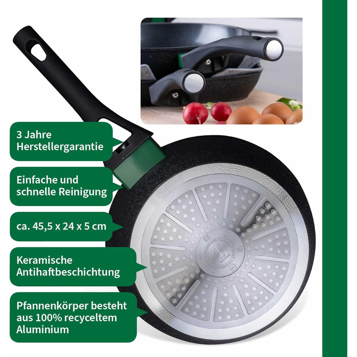 Grill-сковорода FACKELMANN Chefkoch Hamburg керамічна 28 см з антипригарним покриттям (алюміній, для всіх плит, духовки)