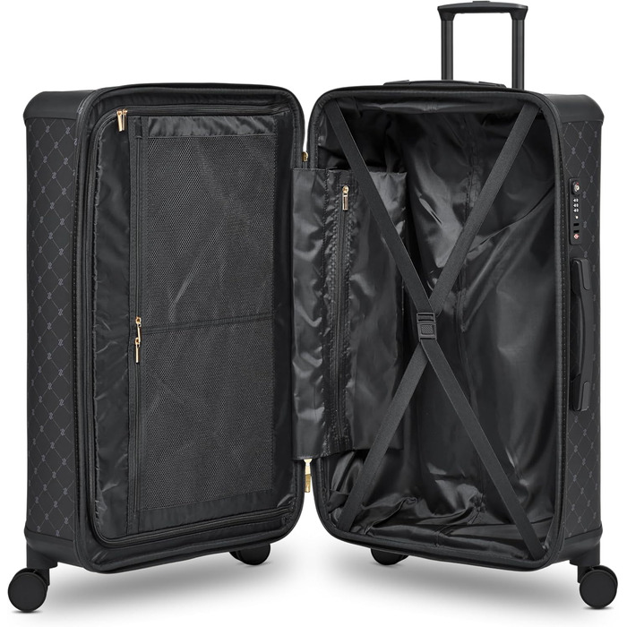 Чемодан Lazarotti Palermo: середній, 49 x 29 x 66 см, гібридний матеріал, TSA-замок, 4 колеса, захист кутів (Чорний)