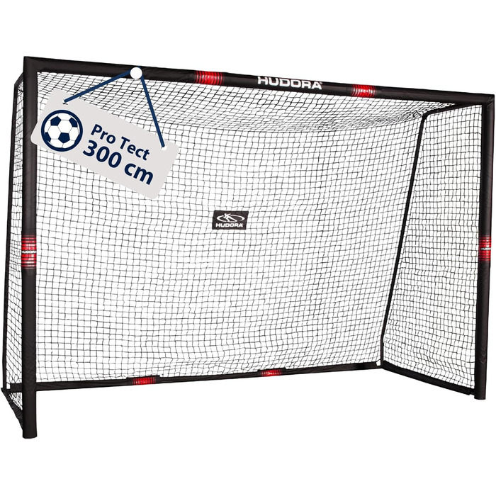 Hudora Pro Tect Soccer Goal - Large Outdoor Soccer Goal with Net & Foam Padding - 300x200cm Single Goal