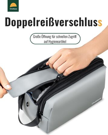 Чоловічий дорожній туалетний набір Kulturbeutel, водонепроникна косметичка з двома блискавками (сірий)