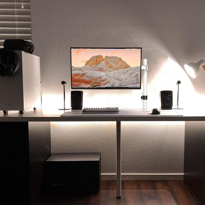Кронштейн для монітора suptek для LCD LED екранів 13-27 дюймів, регульований за висотою настільний тримач, VESA 75/100, до 10 кг, білий (Large)