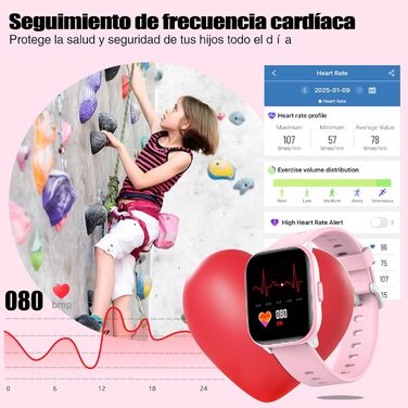 Дитячий розумний годинник для дівчаток та хлопчиків, 1.5' фітнес-трекер з 19 спортивними режимами, моніторингом сну, серцевого ритму, крокомером, IP68 водонепроникний, подарунок для дітей 6-15 років, рожевий