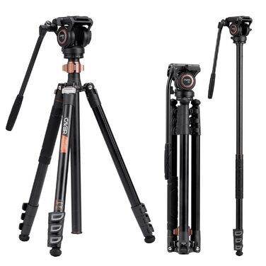 Штатив для відеокамери Cayer FP2450 з гідравлічною головою, алюмінієвий, 190 см, 4 секції, з можливістю перетворення на монопод, навантаження до 6 кг, для DSLR камер
