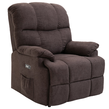 HOMCOM Electric Recliner TV Chair with Lift Assist, Reclining Function, USB Port, Padded TV Chair with Footrest, Side Pocket, Dark Grey | Aosom