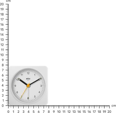 Braun Classic Analog Alarm Clock with Snooze Function and Light, Silent Quartz Movement, Crescendo Alarm, White Model BC03W