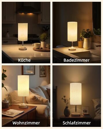 Нічна лампа EZVALO з сенсорним димером, LED акумуляторна настільна лампа 4000mAh, USB-C, тепле світло 2700K для спальні та вітальні (дерев'яний колір)