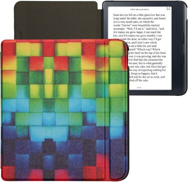 Чохол-книжка kwmobile для Kobo Libra Colour/Tolino Vision Color - яскравий чохол для eReader (кольорові кубики, зелено-блакитний)