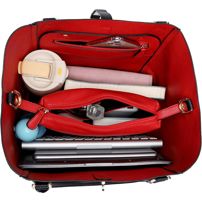 Велика жіноча шкіряна сумка-шопер чорного кольору для роботи та навчання | sqpl