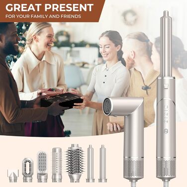UKLISS 8-в-1 Pro Airstyler: Фен-щітка, локони, стайлер для волосся. Потужність 1400W, 110,000RPM, комплект для створення зачісок. Подарунок для жінок