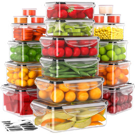 Набір контейнерів для зберігання продуктів 40 шт. з кришками, витіканнями, BPA-free, для кухні