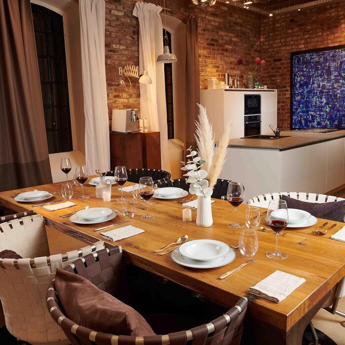 Mäser Nola: Сервіз для 6 осіб, 12 предметів, сучасний дизайн, білий з чорним обідком. Комплект тарілок (вечірній, суповий)