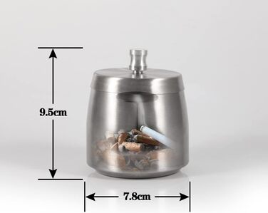 Попільничка для вулиці з кришкою: герметична, вітростійка, сталева попільничка для сигарет, срібна