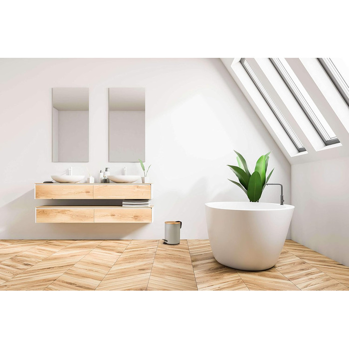 Смітник для косметики VMbathrooms з педаллю та бамбуковою кришкою, Soft-Close, 3 л, матово-сірий