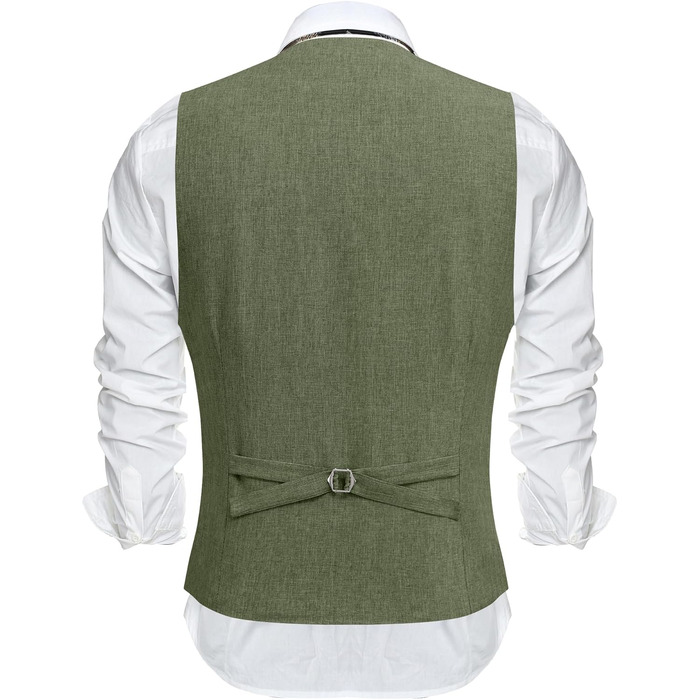 Жилет чоловічий костюмний COOFANDY з кишенями, V-подібний виріз, для весілля та ділових зустрічей (Оливковий, XXL)