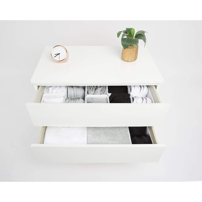 Large Drawer Organization System 12-Piece Set of White Boxes Storage Organizer Drawer Cabinet Organizer Storage Box Closet Organizer (White/Opulent Garden, 4=28x28x10cm, 6=28x14x10cm, 2=14x14x10cm)