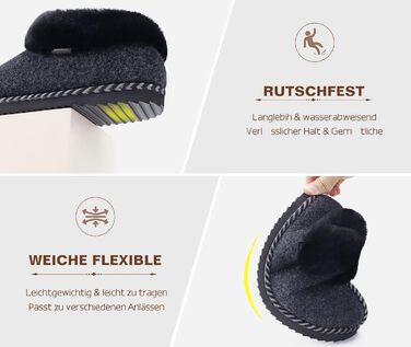 Тапочки домашні жіночі COFACE з Memory Foam, з фетру, чорні, розмір 36-43 (EU 38)