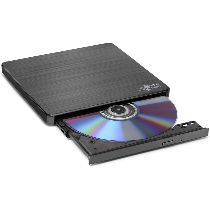 Зовнішній DVD-привід Hitachi-LG GP60, портативний Slim DVD-записувач та плеєр для ноутбука, USB 2.0, швидкість 8x, сумісність з Windows та Mac OS, чорний