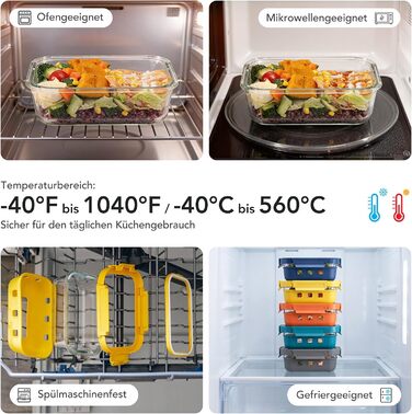 Скляні контейнери для зберігання їжі з кришками (набір) – Meal Prep, мікрохвильова піч, холодильник, посудомийна машина. Прозорі банки для кухні, офісу, сім'ї