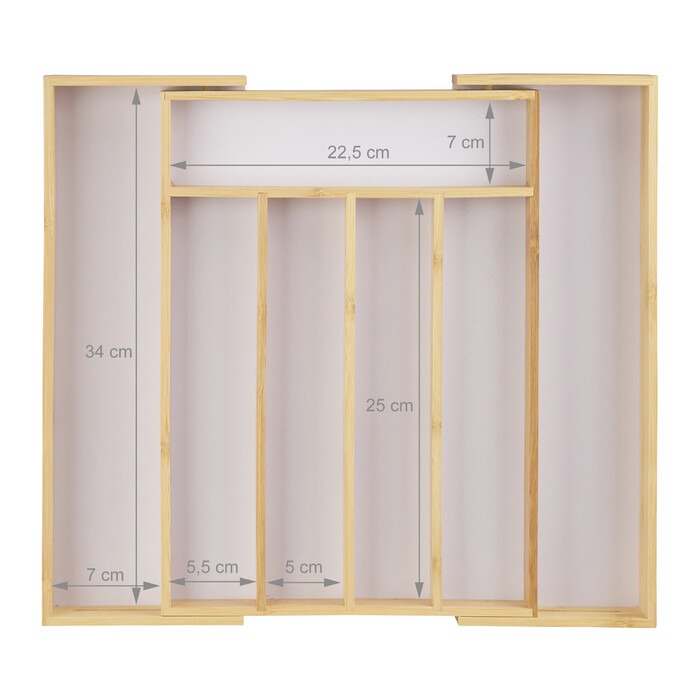 Relaxdays Bamboo Cutlery Box, 40cm, Extendable