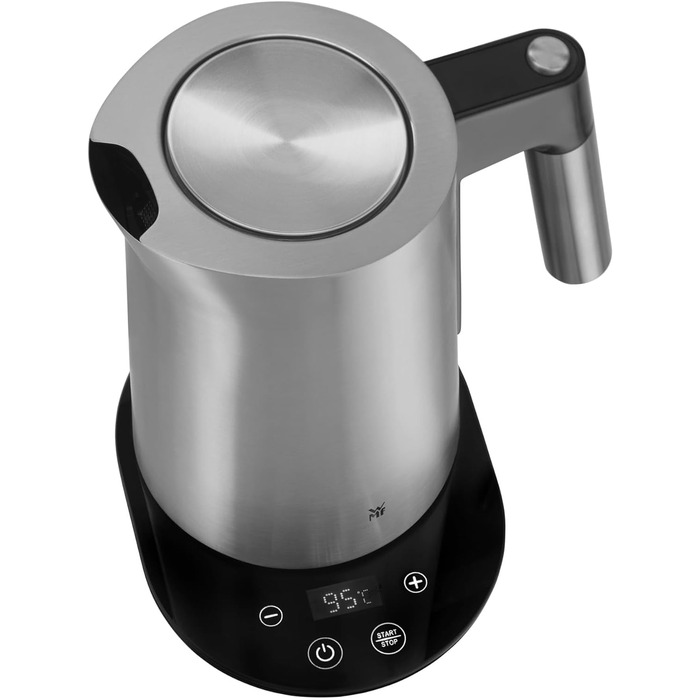 WMF Kineo Kettle with Temperature Setting, 1.6L, Scale Filter, 3000W, Live Temperature Display, Stainless Steel Matte Electric Kettle, Cromargan Single