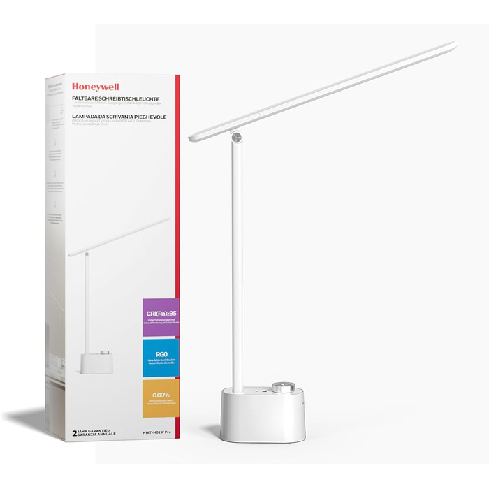 LED-лампа Honeywell H01 Pro Sunturalux™ з USB-портом для зарядки, 3 режими, регулювання яскравості, для дому, офісу та читання
