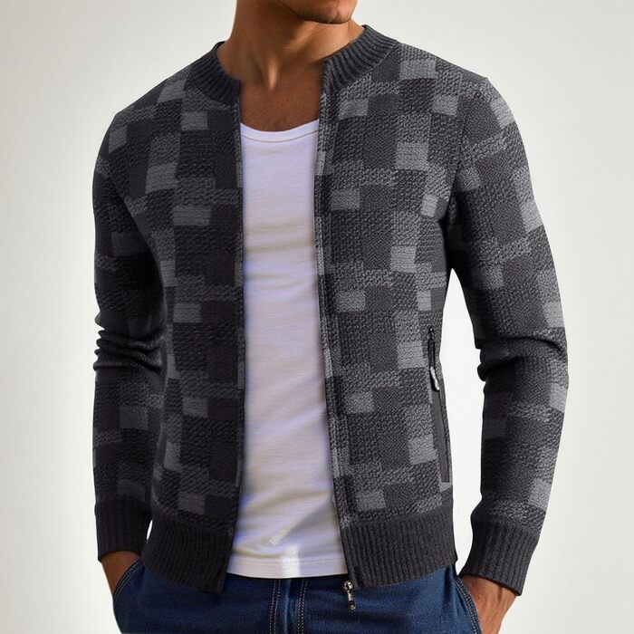 Чоловіча флісова куртка з кишенями, кардиган на блискавці, светр-куртка без капюшона, тепла зимова куртка, сірий колір