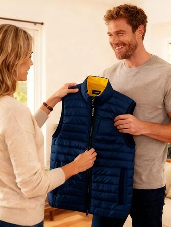 Чоловіча степкова жилетка Krumba для зими: тепла жилетка з утеплювачем для прогулянок, вихідних та активного відпочинку (3XL, темно-синій)