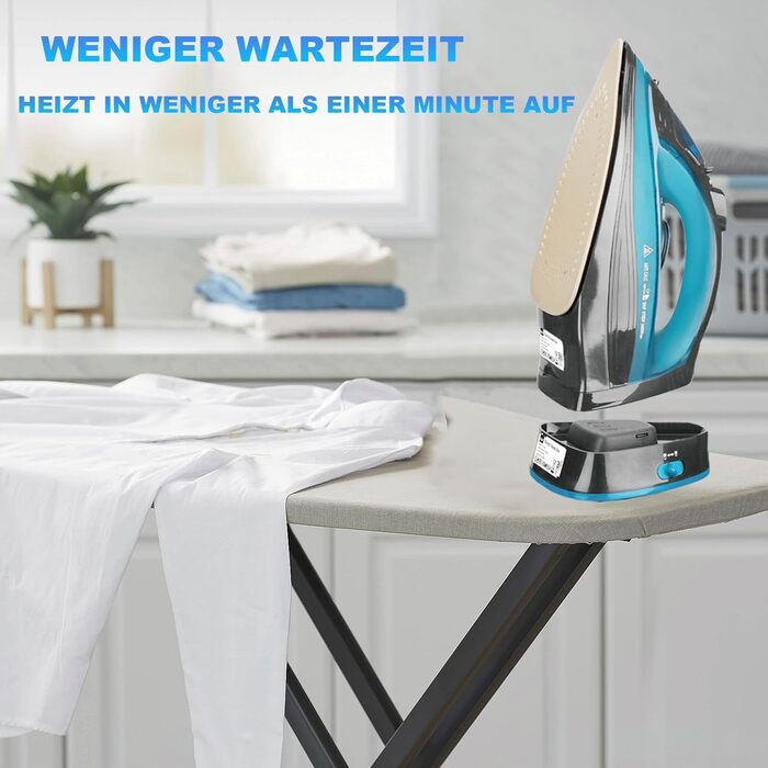 Пароочищувач для одягу бездротовий 2400W з керамічною підошвою, вертикальне прасування, функція Steam Iron Blau2