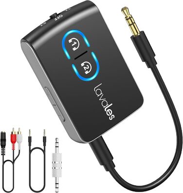 Передавач Bluetooth Lavales ML302Pro: 2-в-1 адаптер для 2 навушників, AptX-LL, 3.5mm jack, для TV, літака, гучномовця, спортзалу, регулювання гучності