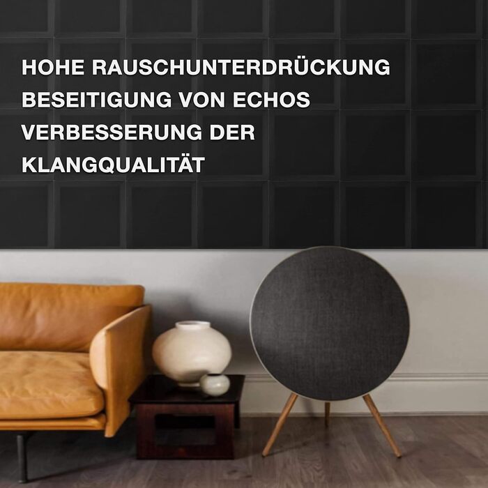 Акустичні панелі Fstop Labs для звукоізоляції, 3D шумопоглинаючий піропористий поролон (гриби), 12 шт, 30 x 30 x 5 см, чорний — для студії, офісу та дому