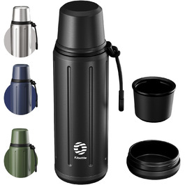 Термос Healter Thermoskanne 1л з чашкою (72 год холод, 24 год гаряче) - термофляга для кави, чаю, термокружка з знімним дном та фільтром, для подорожей, офісу та школи (зелений/чорний)