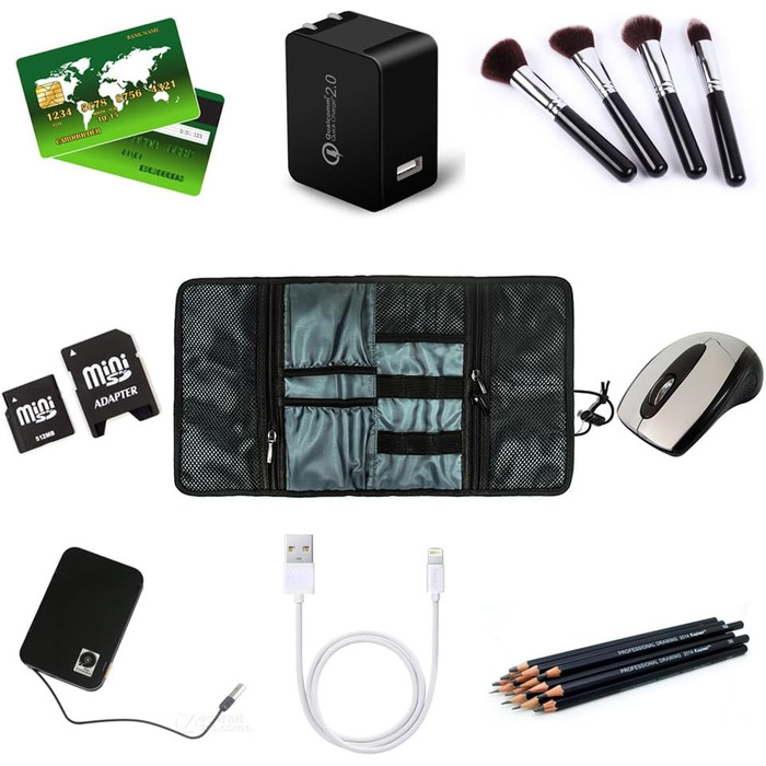 Органайзер для подорожей ProCase: сумка для аксесуарів електроніки, USB-кабелі, SD-картки, навушники, флеш-накопичувачі (сірий)