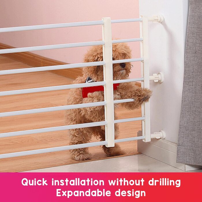 Розширюване переносне захисне ґратка для собак та дітей, сталевий каркас, чорний колір, висота 42/36 см