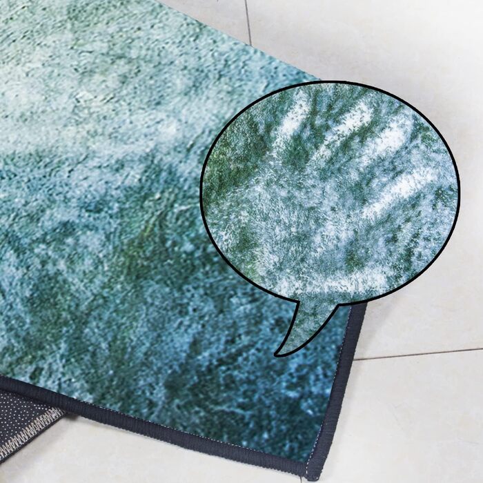 Великий килим 200x300 см для вітальні, дитячої, блакитно-зелений, сучасний, абстрактний, з антиковзаючою основою