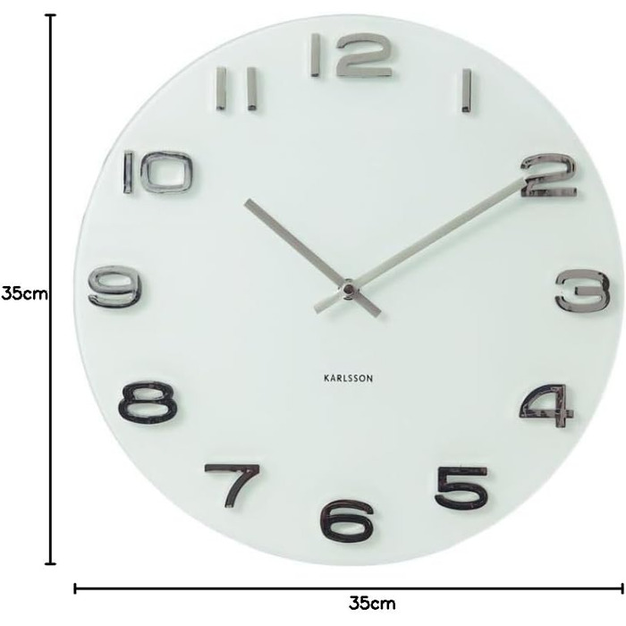 Karlsson Vintage Wall Clock - White - Ø35cm - Round - Glass - Modern Living Room Wall Clock - Wall Clocks