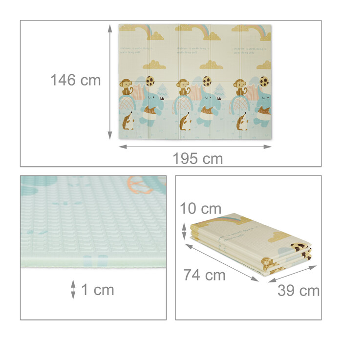 Relaxdays Foldable Play Mat with Animal Motifs