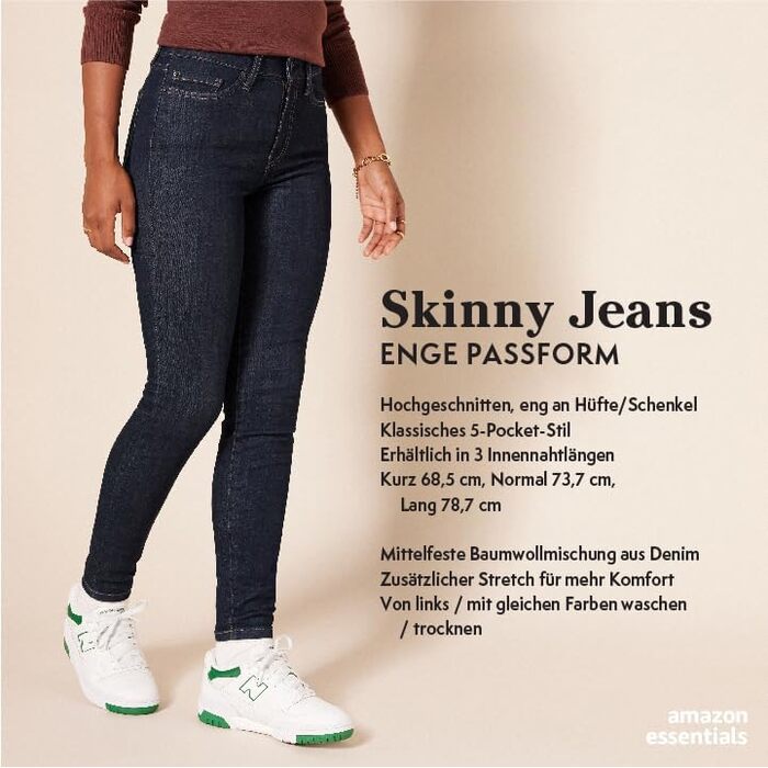 Джинси скінні жіночі Amazon Essentials з високою талією, середній wash (46 розмір)