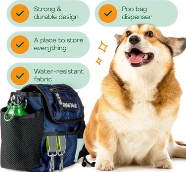 Сумка для собак, стильна, водонепроникна, з органайзером для ласощів та відходів (Блакитна)