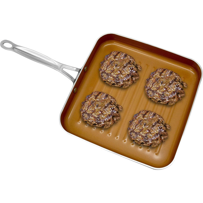 Сковорідка гриль GOTHAM STEEL з антипригарним покриттям Ti-Cerama, мідно-алюмінієва, 10.5 дюймів, коричнева