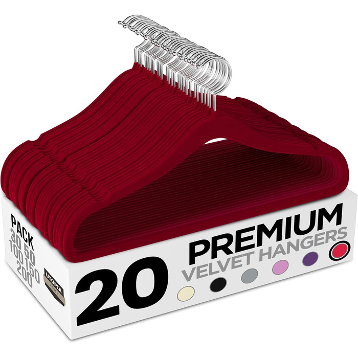 Плечики для одягу Utopia Home з оксамиту - антиковзаючі, міцні (20 шт.)