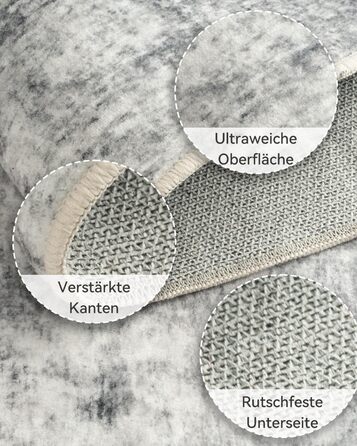 Килимок-довгий килим (бігун) з неслизьким покриттям, короткий ворс, для кухні, миття, згинання, абстрактний дизайн для входу, кухні, вітальні та офісу, синьо-чорний (150 x 210 см, сіро-білий)
