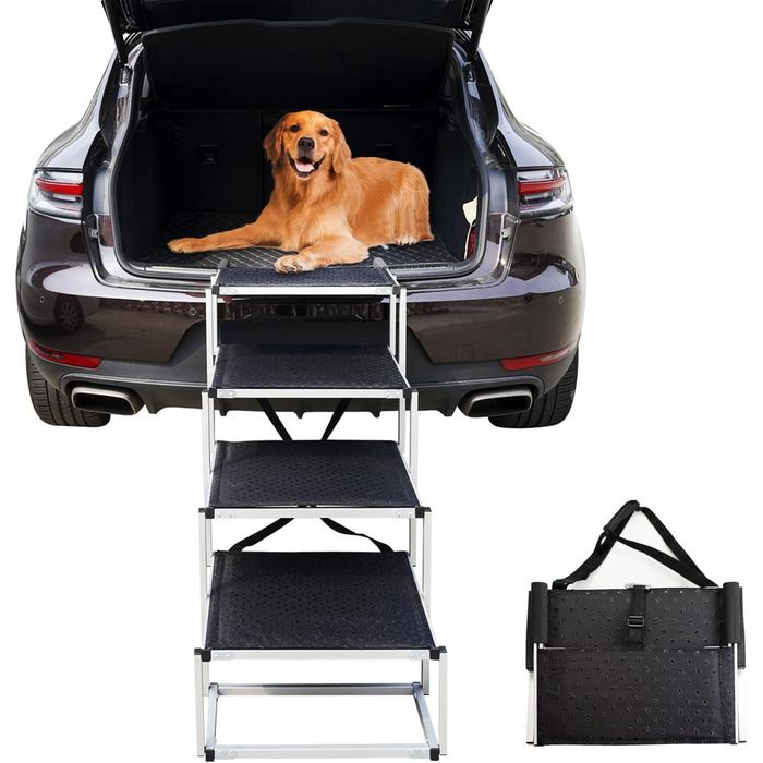 Східці для собак великих порід - автосходинки для собак з 4 ступенів, складані, алюмінієві, до 75 кг
